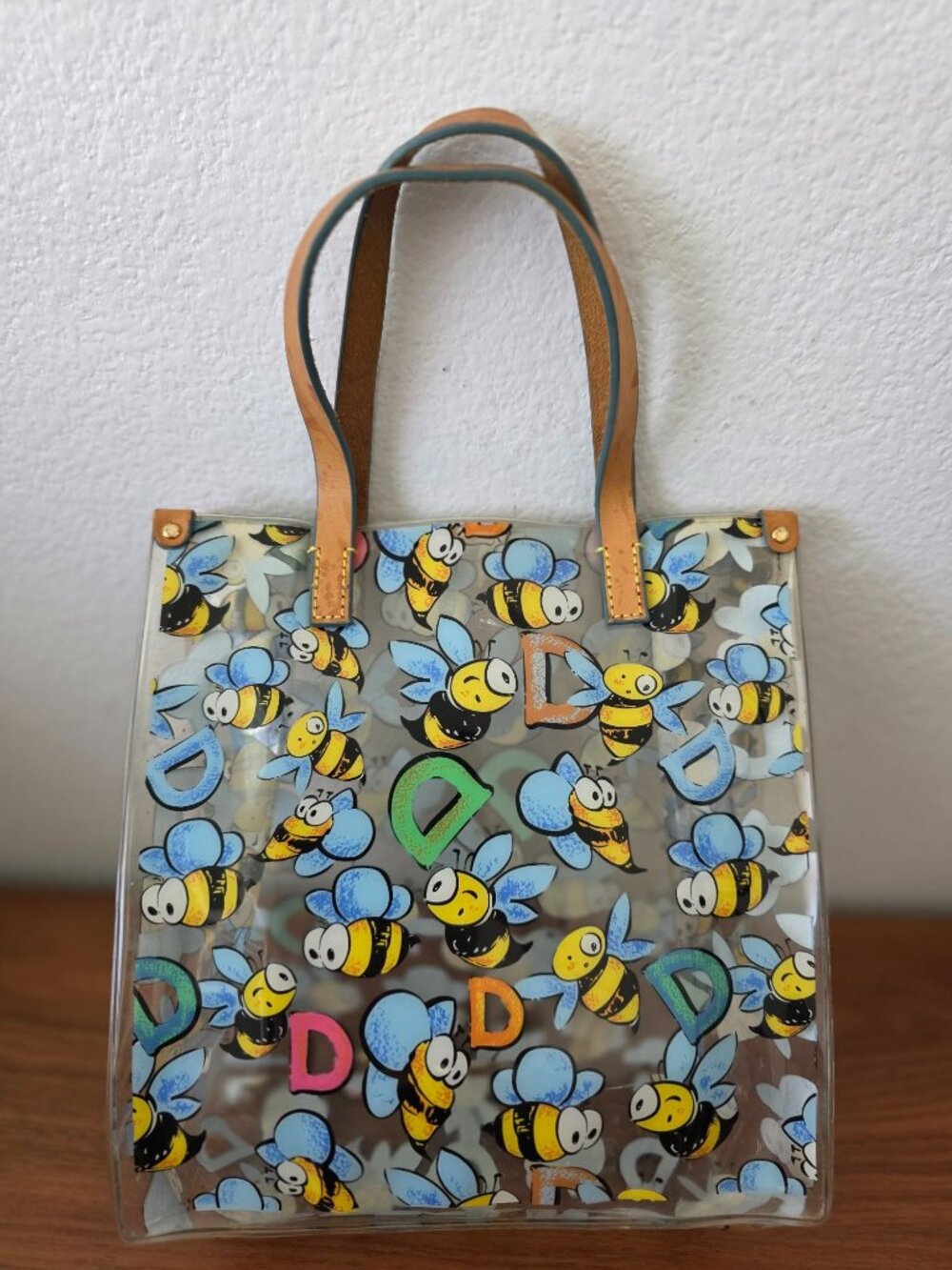 Y2K Dooney & Bourke Clear Bee Small Lunch Tote Handbag RARE